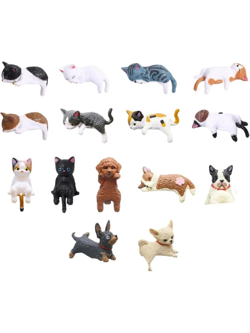 15 Pack Mini Cat & Dog Desk Figurines | Cute Monitor Decor & Car Accessories